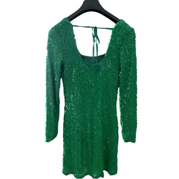 DIXIE Sequinned stylish Dress Mini Dress Green Color Made in Italy Size S. - Picture 4 of 8